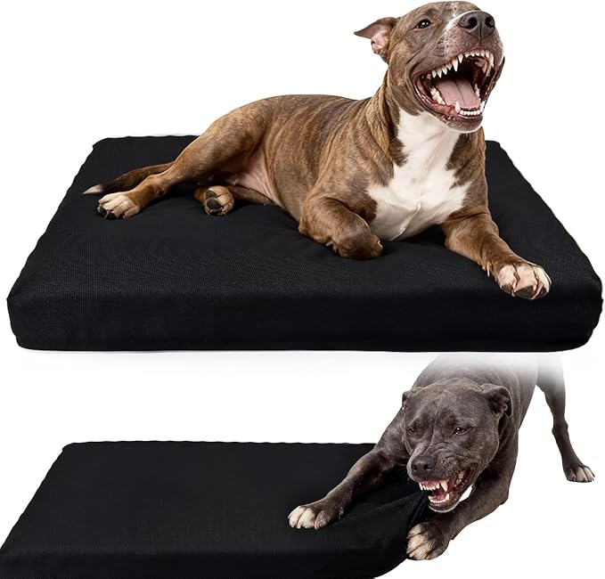 Chew Proof Dog Bed, Indestructible Dog Bed for Aggressive Chewers, Durable Crate Mat Waterproof & Machine Washable Kennel Pad for Indoor Outdoor