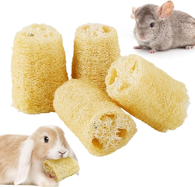 BNOSDM 79" X 55"Chroma Washable Bunny Cage Liners Large Rug for Rabbits Large Pad and 4PCS Bunny Chew Toys Natural Loofah Bunny Teeth Grinding Toy Rabbit Treats