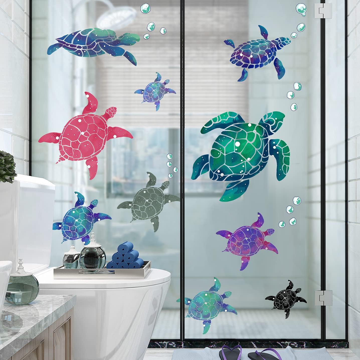 Amaonm Creative 3D Ocean Tortoise Wall Sticker Removable Under The Sea Animal Wall Decals Sea Turtle Peel and Stick Decor for Kids Baby Girls Boys Bedroom Bathroom Living Room Nursery Decoration