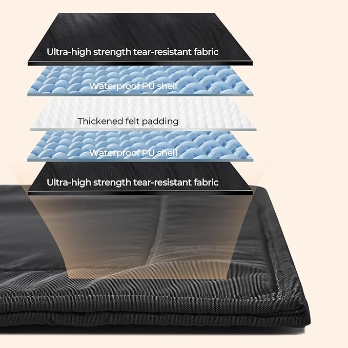 Chew Proof Dog Crate Pad - Indestructible Durable Dog Bed for Aggressive Chewers, Machine Washable & Waterproof Indoor Outdoor Tough Kennel Pad for Large Dogs (X-Large (28"x47"))