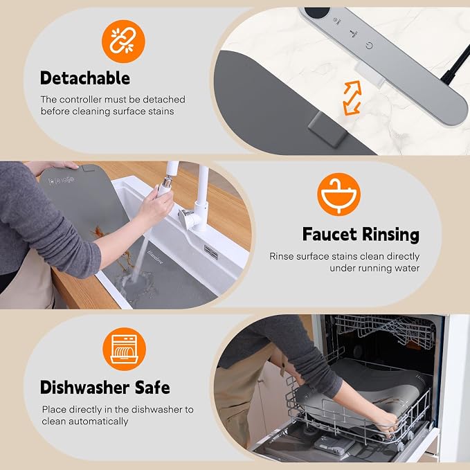 Homelove Warming Mat for Food - Electric Warming Tray with 7-Level Temperature and 6-Level Hours Setting, Full Surface Heating, Waterproof Dishwasher-Friendly Food Warmer for Parties, Kitchen (Grey)