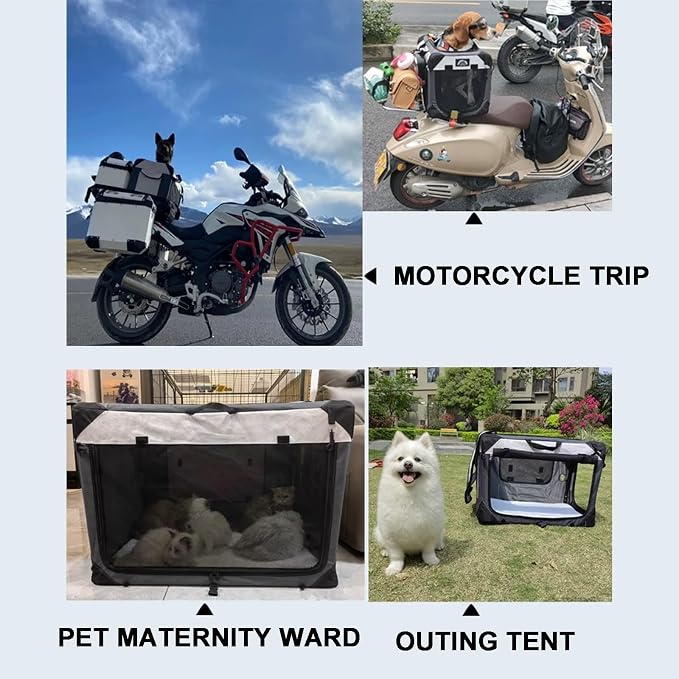 Motorcycle Dog Pack 600D Oxford Cloth Construction Waterproof with Sturdy Metal Frame, Breathable Pet Pack for 40 Kg(M)