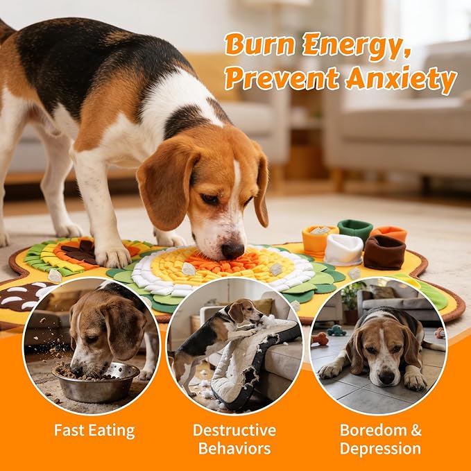 Snuffle Mat for Dogs, Pet Foraging Mat for Small and Medium Dogs, Interactive Puzzle Sniff Pad for Puppies to Keep Busy & Stress Relief, Slow Feeder Mats with Squeaky Sounds