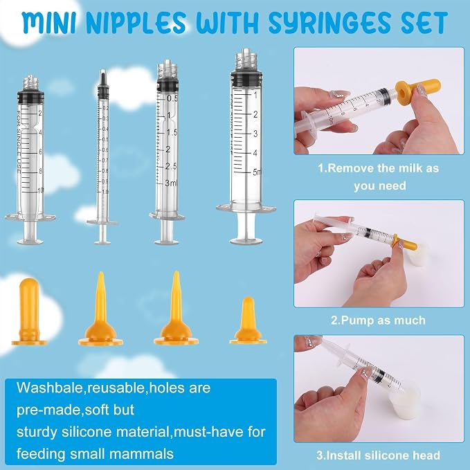 60Pcs Puppy Kitten Whelping Kit Birthing Supplies Newborn Whelping Supplies with Nursing Feeding Tube Record Charts Puppy Whelping Collars Urine Pads Gloves for Keeping Kitten Dogs Cats