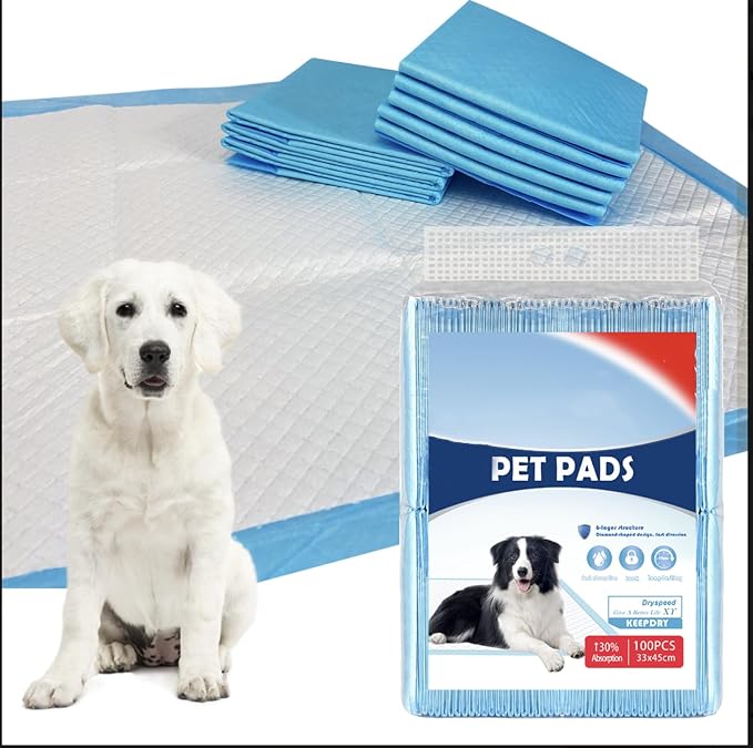 Dog Pee Pads , Ultra Absorbent 6-Layer Puppy Training Pads, Bed Pads, Changing Pads M-L– XL Leak-Proof, Quick Dry, Odor Control, Disposable, Incontinence Pads (M, 50, Count)