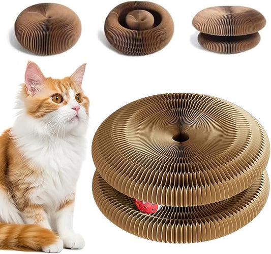 Cat Toy, Kitty Cat Scratchers for Indoor Cats Magic Organ Foldable Cardboard Cat Scratcher Kitty Toy Interactive Relieve Boredom and Exercise Brown
