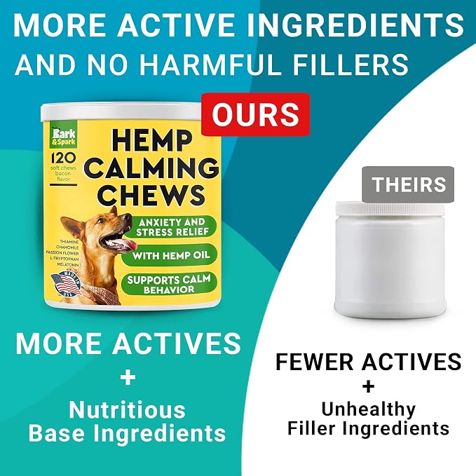 Dog Probiotics Chews + Calming Hemp Treats Bundle - Gas, Diarrhea, Allergy, Constipation, Upset Stomach Relief + Anxiety Relief - Separation Aid - Stress Relief During Fireworks, Storms, Thunder