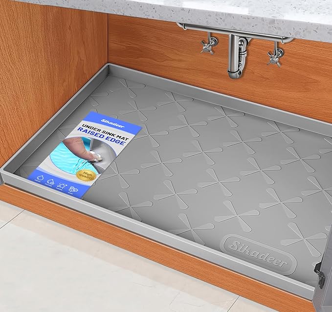 SIKADEER 31" x 19" Under Sink Mat Waterproof, Silicone Mat Kitchen Drawer Shelf and Cabinet Liner, Sink Protector for Kitchen Organizers and Storage, Boot Tray Pet Food Mats