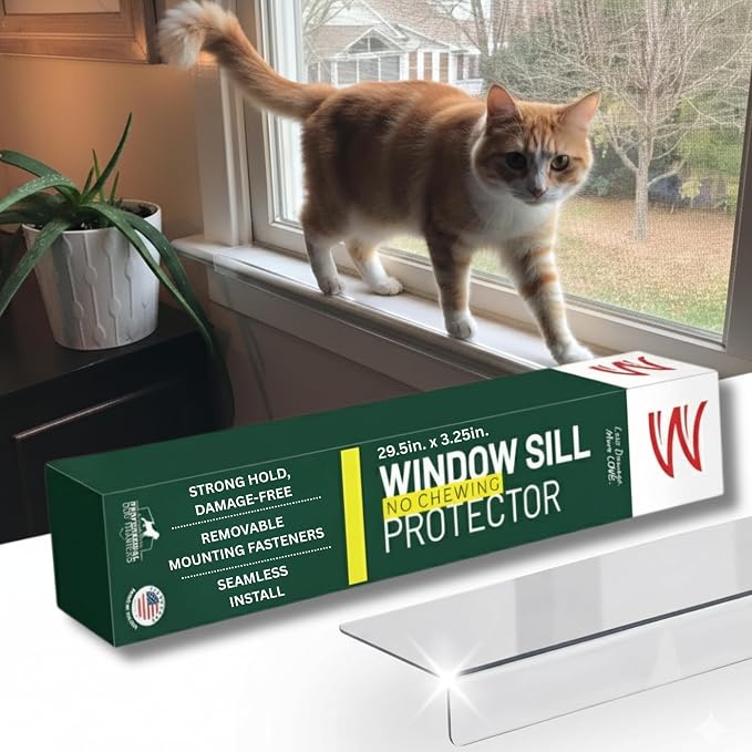 CLAWGUARD Plexiglass Window Sill Protector – Thick Crystal Clear Window Sill Cover & Extender – Window Ledge Protector for Dogs & Cats (29.5in. x 3.25in.)