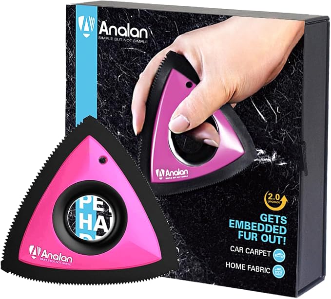 Analan Mini Pet Hair Remover for Car Detailing, Auto Interior, Furniture, Couch, and Carpet，Orange+Pink