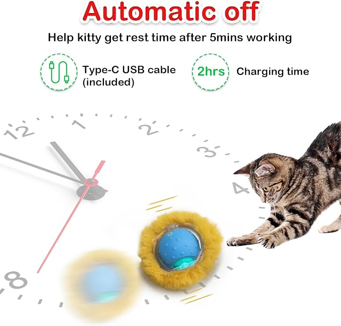 Giociv Interactive Cat Toys Ball Fast Rolling in Pocket, Motion Activate Chirping Cat Ball Christmas Cat Toys 2025 Cat's Gift