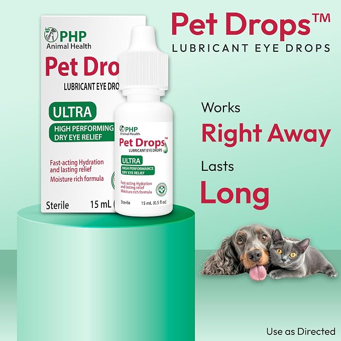 Pet Drops Ultra Lubricant Eye Drops for Dogs and Cats, Moisture Rich Formula, Fast Acting Hydration, Dogs Eye Drop for Dry Eyes, Artificial Tears for Extra Dry Eye, Twin Pack, 15-mL Each (30 ml) U.S.A