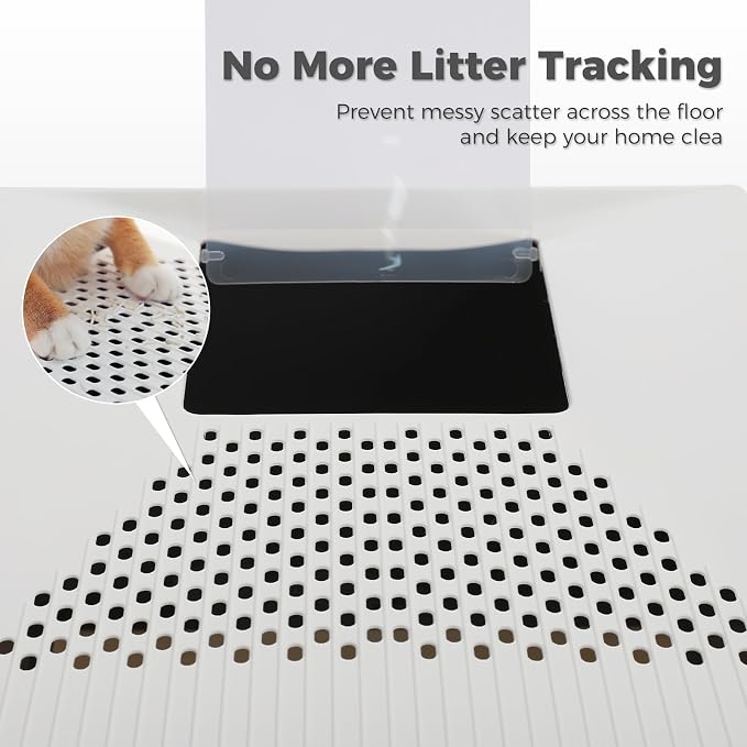 PEQULTI Large Cat Litter Box with Lid, 88L High Capacity Covered Kitty Litter Box, Anti-Leaking Raised Edge Guard, Pull-Out Drawer Design & Foldable Large Scoop, Front & Top Entry, Dark Grey