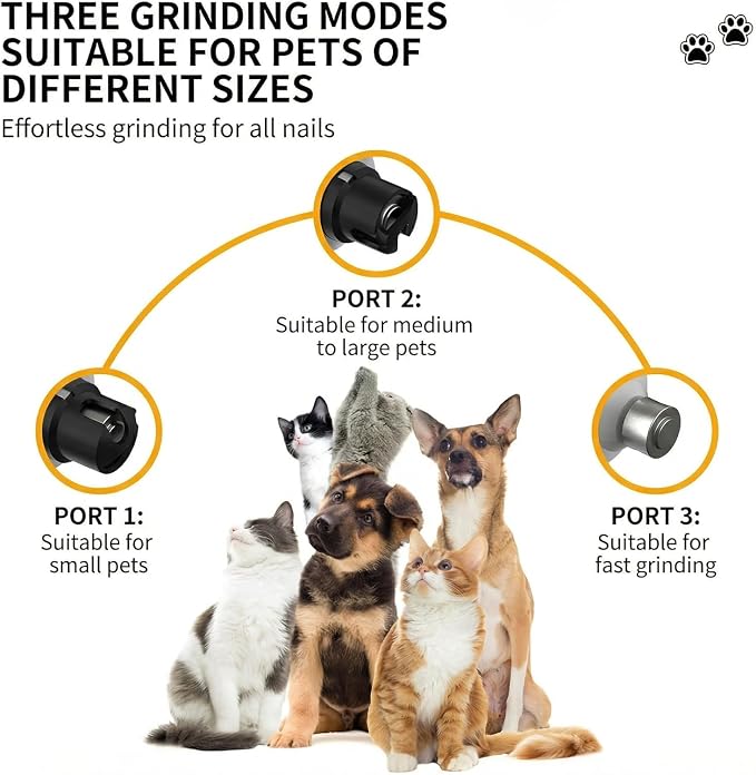 Silent Pet Nail Grinder Pro Dog and Cat Nail Trimmer with LED Light 3-Speed Low Noise Electric Pet Nail Trimmer Painless Paw Grooming Tool for Small Medium Large Dogs Cats, with 2 X Replacement Heads