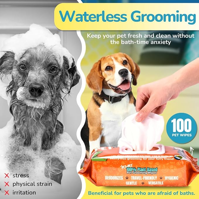 Pet N Pet Poop Bags For Dogs, 240 Counts Compostable Dog Poop Bags Rolls, Dog Bags For Poop + 100% Plant Based Dog Wipes for Paws and Butt, 100 Counts Dog Pet Wipes, 8" x 8" Hypoallergenic Wipes