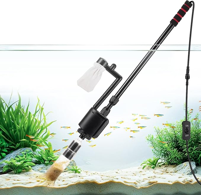 AQQA Electric Aquarium Vacuum Gravel Cleaner, 6 in 1 Automatic Fish Tank Vacuum Cleaning Tools Kit Water Changer, Multifunction Wash Sand Filter Water Circulation 20W 320GPH 110V