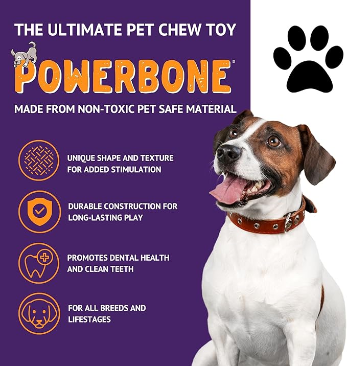 Powerbone Pet Chew Toy for Dogs - Durable, Non Toxic & Pet Safe - Best for Aggressive Chewers, Long Lasting Dental Health, Dog Teeth Cleaning, Dog Life Stages - Twist Tail 6'' (Pack of 2)