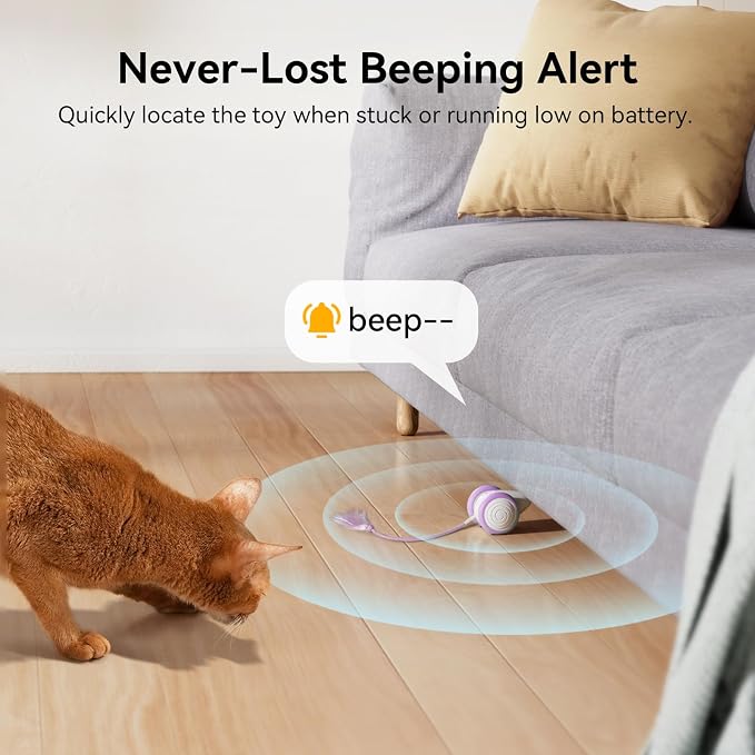 Interactive Cat Toys for Indoor Cats - Automatic Moving Kitten Toys, Wicked Mouse Neo Cat Toy with Tail & Lights, Pet Cat Supplies, Rechargeable Cat Toys for Bored Indoor Adult Cats, Purple