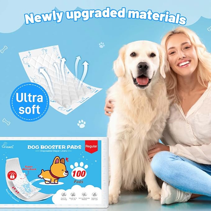 Dog Diaper Liners for Dog Diapers Male and Female 150ct Super Absorption Disposable Booster Pads for Most Reusable Pet Belly Bands, Washable Puppy Diaper Wraps
