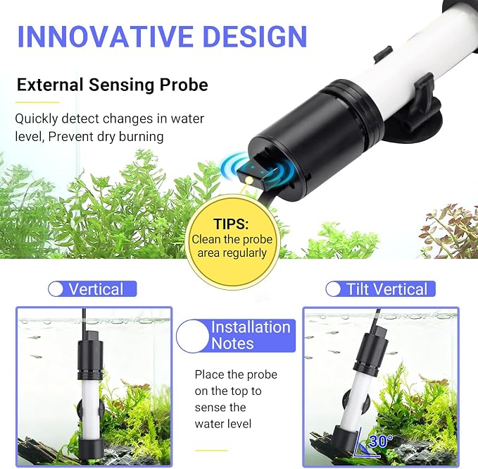 hygger ECO Precise Aquarium Submersible Heater, 500W for 55-100 Gallon Fish Tank Heater with Digital Display Adjustable Controller for Saltwater Freshwater