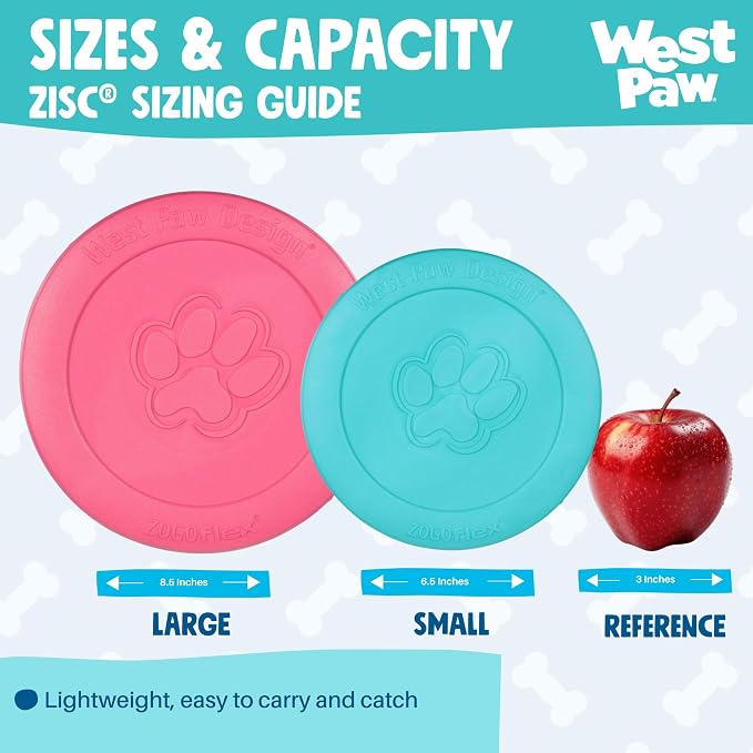 WEST PAW Zogoflex Zisc Dog Flying Disc, High Flying Aerodynamic Disc for Dogs Puppy – Lightweight, Floatable Disc for Fetch, Tug of War, Catch, Play – Doubles as Food/Water Bowl, Small 6.5", Geranium