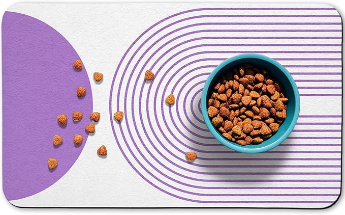 Dog Food Mats,Cat Absorbent Water Bowl Feeding Mats Pet Placemats for Food and Water Purple Bohemia 24 * 32 inch