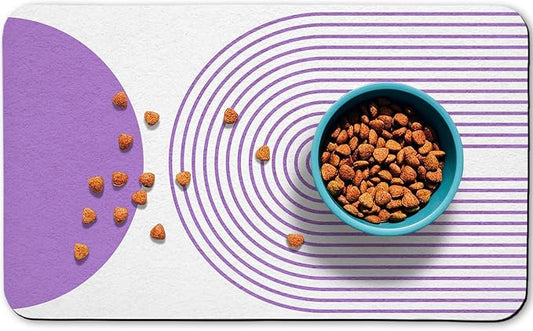 Dog Food Mats,Cat Absorbent Water Bowl Feeding Mats Pet Placemats for Food and Water Purple Bohemia 16 * 24 inch
