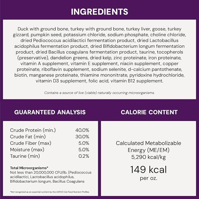 Stella & Chewy's Freeze-Dried Raw Cat Dinner Morsels - Premium Duck & Goose Recipe with 98% Cage-Free Poultry & Organs - Natural Grain-Free Cat & Kitten Food - Made in USA - 8 oz