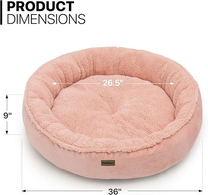 MoNiBloom 36"x36"x9" Dog Beds for Large Size Dogs Machine-Washable Short Plush Pet Beds Warming Cozy Soft Bed for Dogs and Cat, Pink