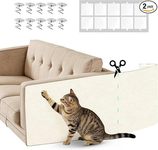Couch Protector from Cat Claws 78.7" x 15.8" Trimmable DIY Self-Adhesive Cat Scratch Mat for Furniture Couch or Wall Protector, Covering Cat Scratching Post Indoor