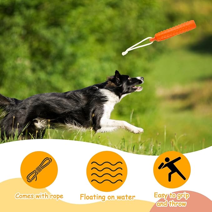 Blueweenly 4 Pcs Dog Bumper Toy for Water Retrieving Plastic Puppy Training Dummy Dog Float Toy Lightweight for Float on The Water Pool Outdoor Training Hunting Fetching (Orange)