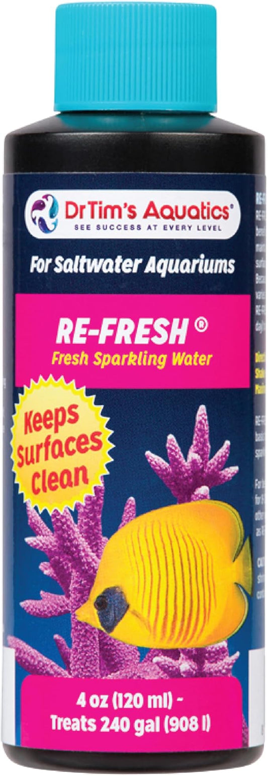 Dr. Tim’s Aquatics Saltwater RE-Fresh for Natural Fresh Sparkling Water – For Fish Tanks, Aquariums – Reduces Organics, Preserves Clean Waters, Odor Free – Eco-Friendly, 100% Natural – 4 Oz.