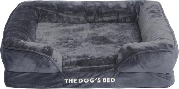The Dog’s Bed Orthopedic Bolster Dog Bed Replacement Outer Cover - for CertiPUR-Certified Foam Beds, Flannel Fabric, Grey, Medium