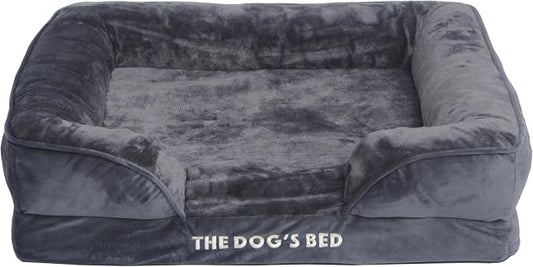 The Dog’s Bed Orthopedic Bolster Dog Bed Replacement Outer Cover - for CertiPUR-Certified Foam Beds, Flannel Fabric, Grey, Medium