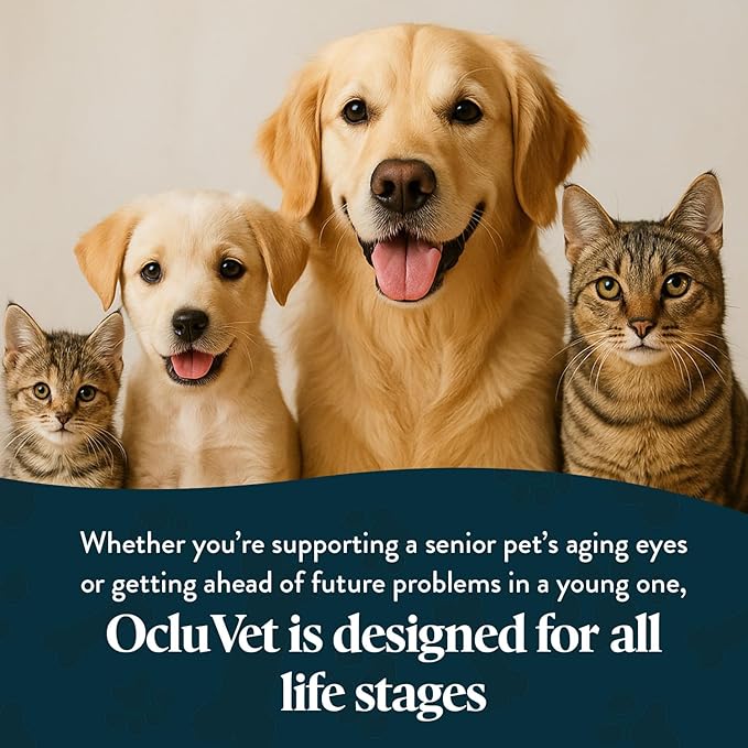 OcluVet Bundle Eye Supplements for Dogs & Cats | Vision Chews with Omega-3 for All Ages | Includes 30 Chicken Liver Flavored Chews & Pet Eye Drops, 16 mL | Antioxidants & 2% NAC for Cataracts