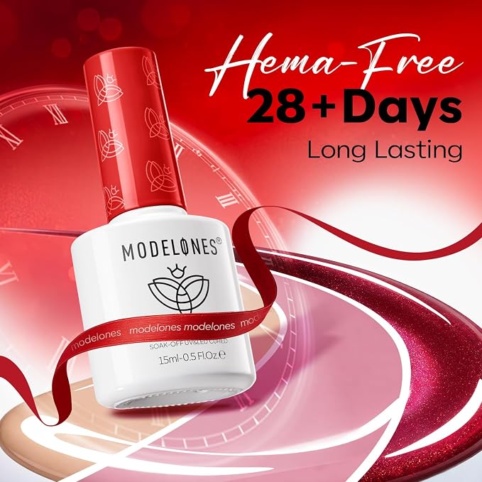 modelones 12Pcs 15ML Red Gel Nail Polish Set, Same Bottle Same Bottle Burgundy Cherry Dark Red Cat Eye Glitter Color Changing Hema Free Gel Polish Kit with Magnet Soak Off Manicure Nail Art DIY