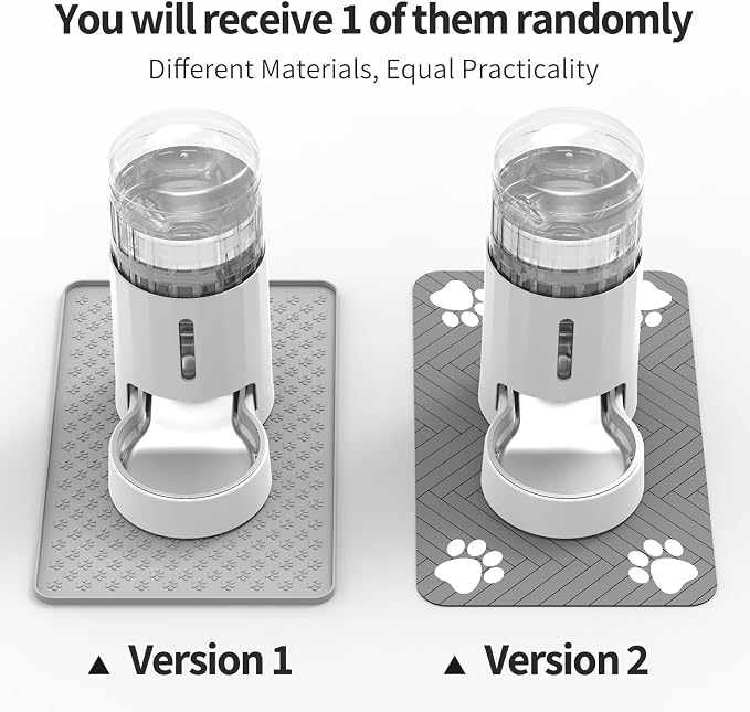 JUNSPOW Cat Water Dispenser with Placemat and Stainless Steel Bowl, Automatic Gravity Water Dispenser for Cats or Small Medium Size Dogs, Large Capacity, Easy to Clean and Safe for Pets (4L White)