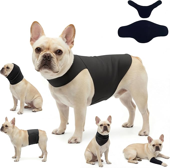 DAJIDALI® Dog & Cat Anxiety Vest & Spay Recovery Suit – Silent Adjustable Calming Wrap for Surgery & Thunderstorms – 2-Piece Cone & Recovery Onesie Alternative