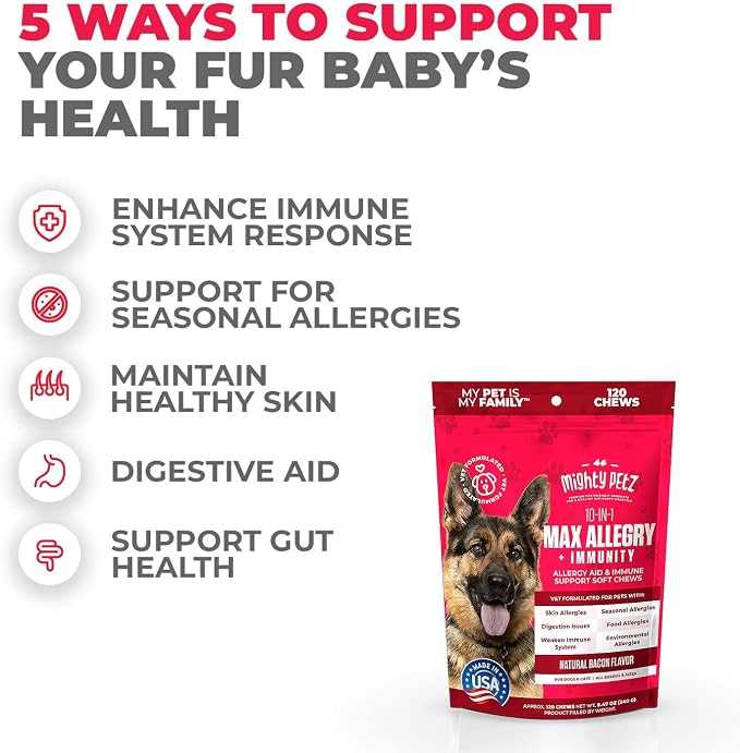 Mighty Petz 2-in-1 Oatmeal Dog Shampoo and Conditioner + Mighty Petz MAX Dog Allergy Relief Bundle