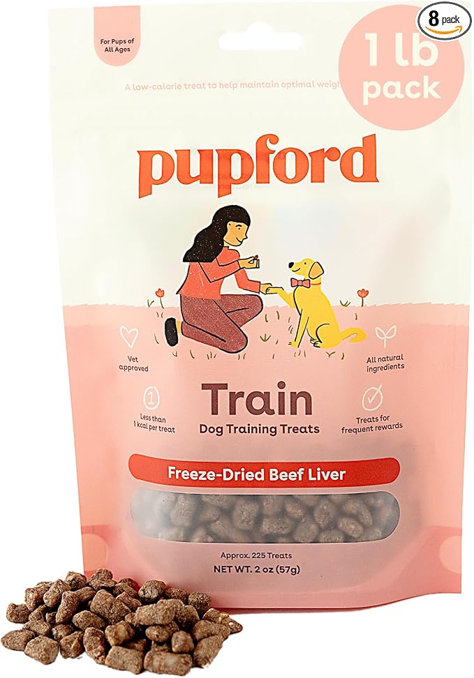 Pupford Freeze Dried Training Treats for Dogs & Puppies, 1800+ Limited Ingredient Bites (1lb Beef Bundle)