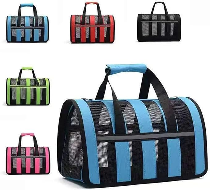 Handheld Foldable Single-Shoulder Dog Bag Large Capacity Cat Four-Season Outdoor Pet Mesh Breathable Portable Backpack(01,L)