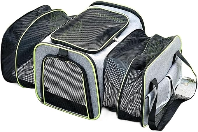 Pet Carrier, Cats and Dogs Pet Bag Chest Breathable Folding Portable Trolley Double Shoulder Handheld Crossbody Outdoor Products(Beige,Small)