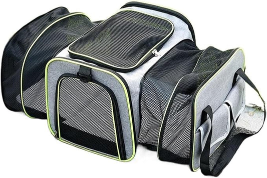 Pet Carrier, Cats and Dogs Pet Bag Chest Breathable Folding Portable Trolley Double Shoulder Handheld Crossbody Outdoor Products(Beige,Small)