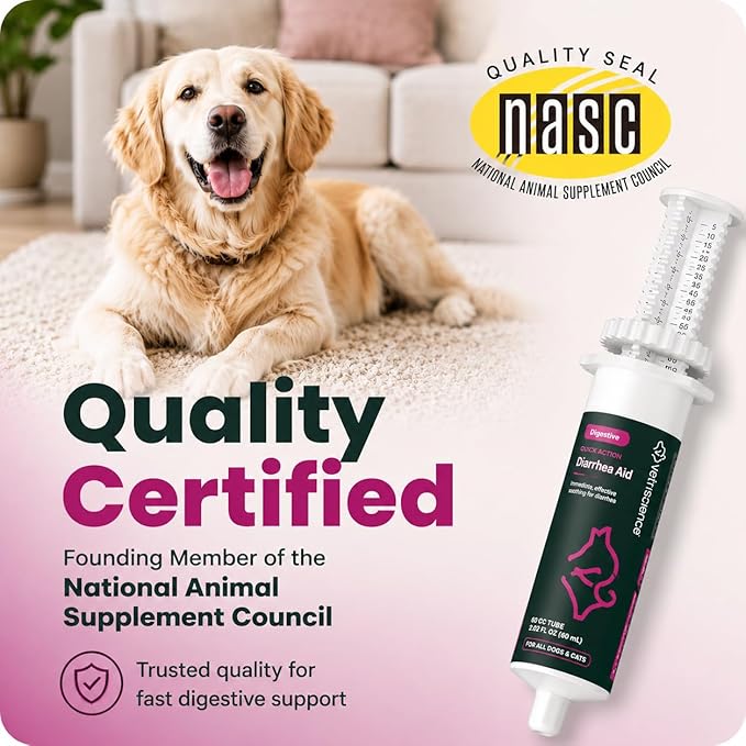 VetriScience Quick Action Diarrhea Aid Paste with Probiotics & B Vitamins, Fast Balance Digestive Support Supplement for Dogs and Cats, Gut Balancer, Unflavored, 35 cc