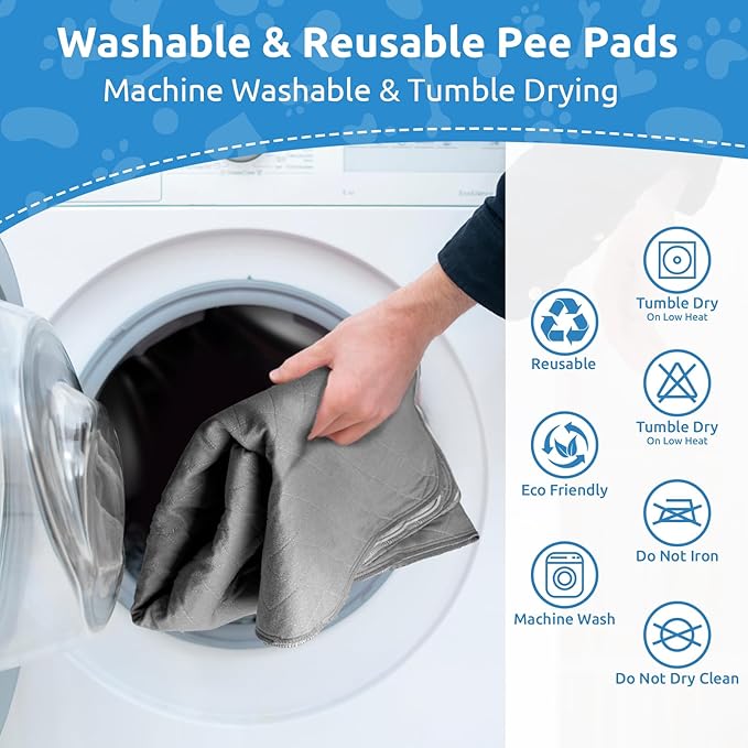 Washable Reusable Dog Pee Pads, 72"x72" Absorbent & Waterproof Puppy Training Pad for Crate, Playpen & Carpet, Large Potty Pads for Dogs, Cats & Small Pets