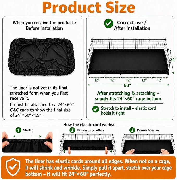 PJYuCien C&C Cage Bottom 24"x48", Easy to Install | Use as Top, Use as Bottom and Top Set, Protect Floor, Saves Time and Effort,for Guinea Pig and Other Small Animals