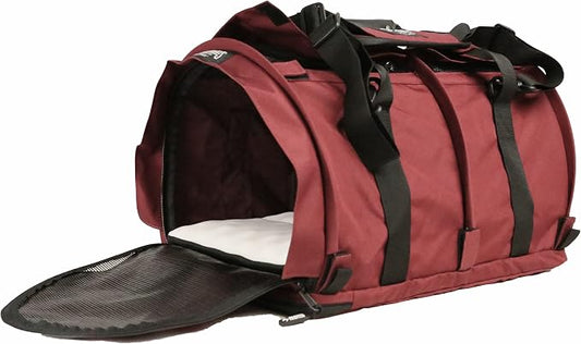 SturdiBag XL Pet Travel Carrier: Flexible Height for Cat and Dog Soft Sided with Safety Clips and Seatbelt Straps | Bordeaux, 20" x 16" x 12" (PN: SB3-PRO-BX)