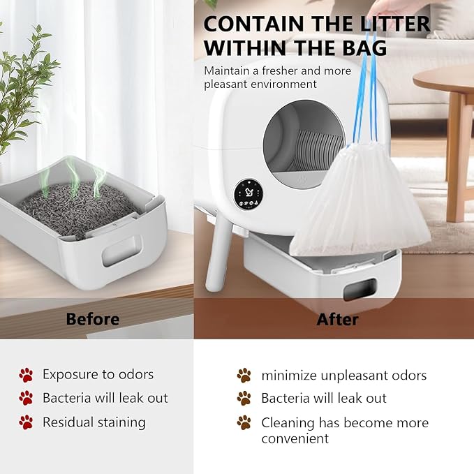 120 Count Litter Box Liners for ZeaCotio and Fsitego Self Cleaning Box, Extra Thick Heavy Duty Cat Bags Replacement, 3-4 Gallons Capacity