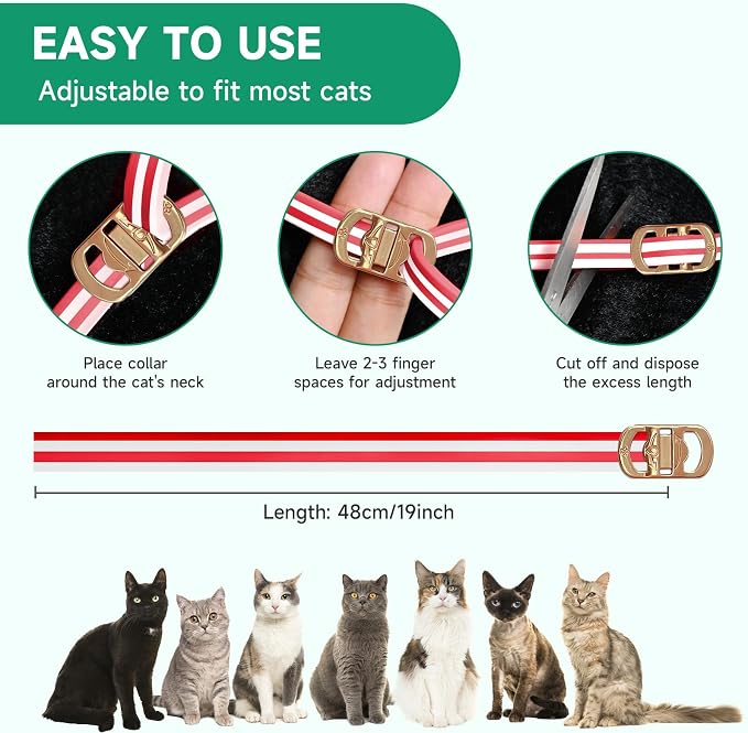 Flea Collar for Cats, 4 Pack Flea and Tick Prevention for Cats, 32 Months Cat Flea Treatment, Adjustable Cat Flea Collars, Waterproof Cat Flea and Tick Treatment Collar, Flea Treatment for Cat