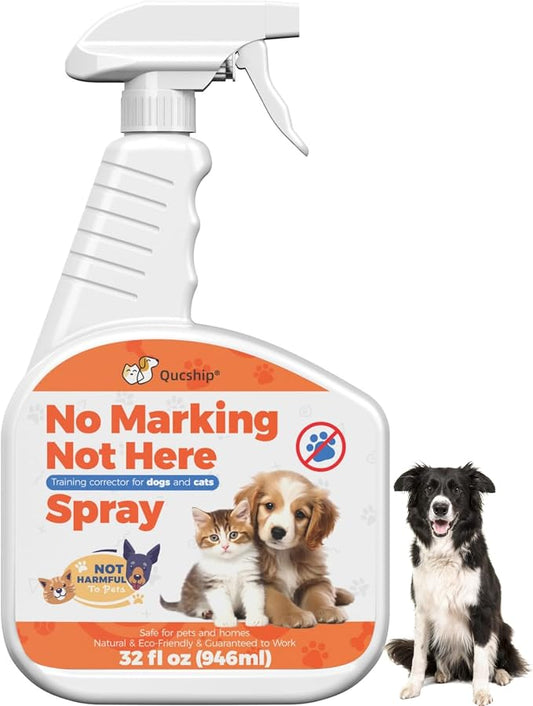 32oz Qucship Cat & Dog Spray – Prevent Peeing & Biting Indoors - No Pee Spray for Dogs Inside - Indoor Dog No Marking Spray - Best Don't Pee Here Dogs Right